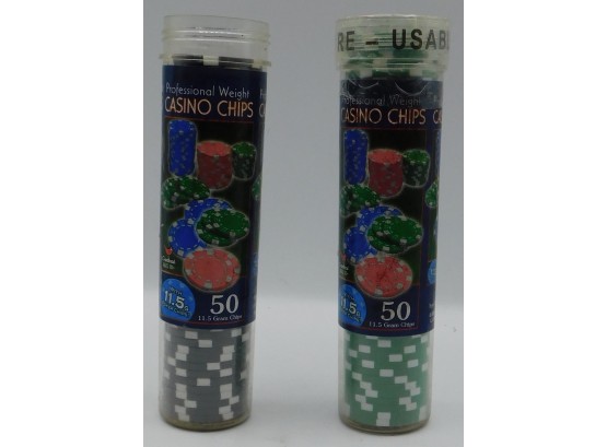 2 Containers Of Professionally Weighted Poker Chips