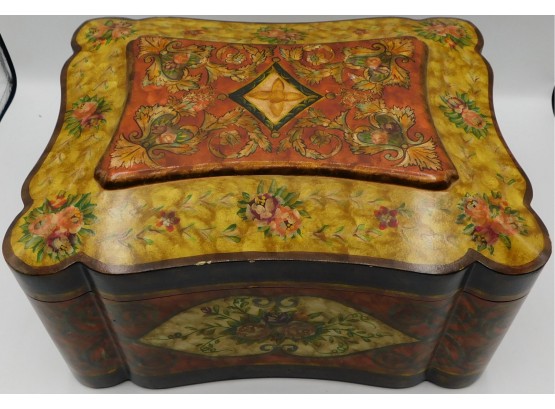 Wooden Trinket Box With Handpainted Floral Pattern By Castilian Imports