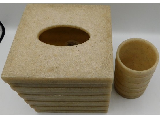 Wamsutta - Sand Castle Designed Tissue Box Holder And Tumbler