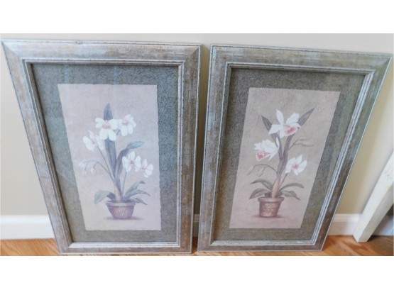 Pair Of Matching Floral Framed Artworks By John Zaccheo