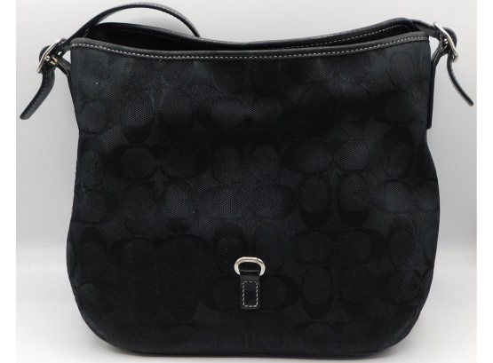 Coach - Black Fabric And Leather Hand Bag