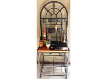 Sturdy Metal Baker's Rack With Wooden Shelves