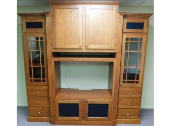 Crystal Furniture Wooden Entertainment Center With 4 Doors And 6 Drawers
