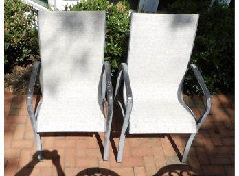 Pair Of 2 Outdoor Patio Chairs With Metal Frame- Gray