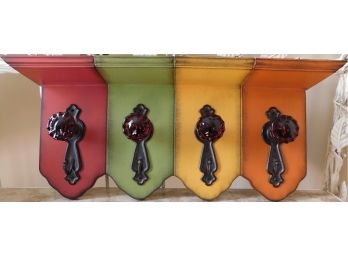 Colorful Wall Mounted Coat Rack With 4 Hooks