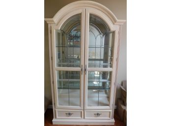 Stylish Lexington Mirrored Back Interior China Cabinet With Glass Windows And 3 Shelves Lights Up
