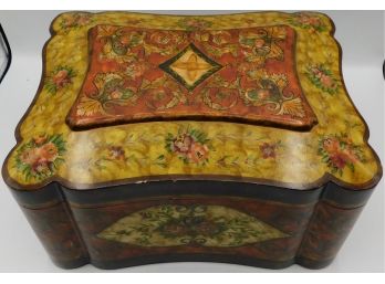 Wooden Trinket Box With Handpainted Floral Pattern By Castilian Imports