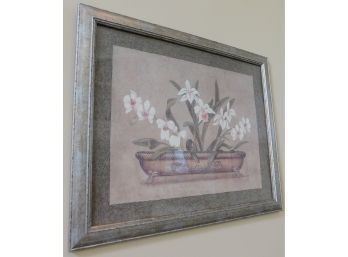 Framed White Flowers In Planter Artwork By John Zaccheo