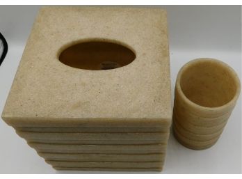 Wamsutta - Sand Castle Designed Tissue Box Holder And Tumbler