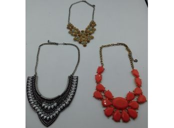 Lot Of 3 Assorted Statement Piece Necklaces