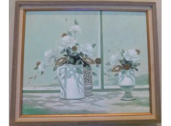 Vases Of Flowers By Les Bullene - Framed Artwork