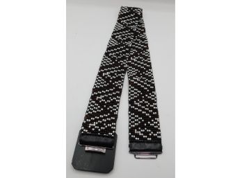 Fashion Belt Black Beaded Pattern With White And Brown