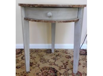 Small Round 1 Drawer Side Table - Gray And Brown Patterned