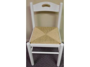 White Wooden Chair With Woven Wicker Seat