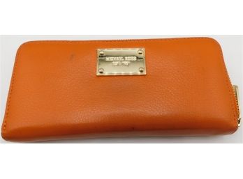 Michael Kors - Leather Jet Set Continental Tangerine Zip Around Clutch