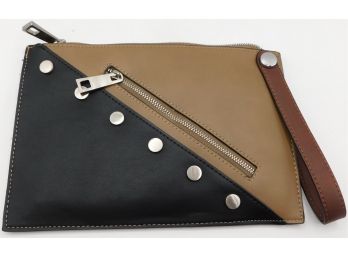 Street Level Brown Leather Handbag With Zip Closure