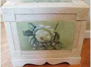 Mann Wooden Storage Chest With Painted Floral Pattern And Felt Inner Lining