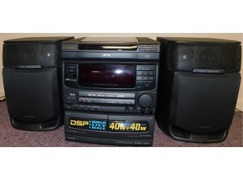 Aiwa NSX-V50 AM/FM Stereo Dual Cassette 3 Disk CD Changer With 2 Subwoofers
