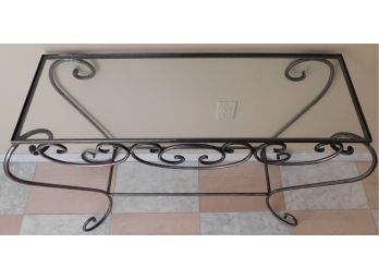 Sturdy Metal Frame Side Table With Glass Top
