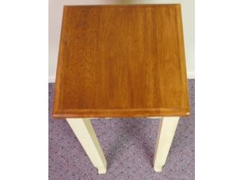 Small Wooden Side Table Natural Finish On Top With White Painted Legs