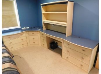 Berg Furniture - 5 Piece Blue Desk And Dresser Combination Wall Unit