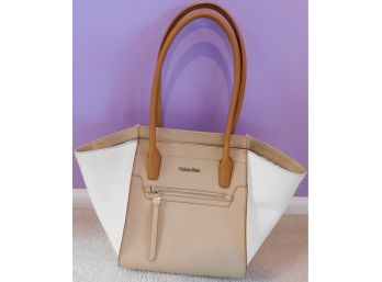 Calvin Klein Vinyl Tote Bag Tan