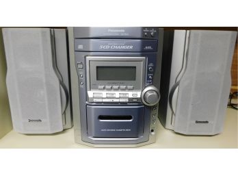 Panasonic SA-PM11 AM/FM 5 CD Changer Cassette Stereo With 2 Speakers