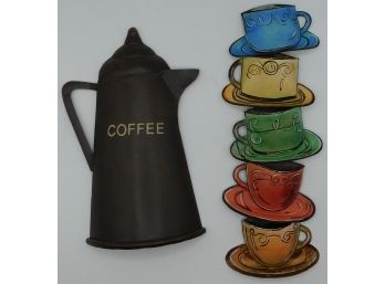 Decorative Coffee Urn And Cups Hanging Wall Art