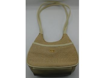 Etienne Aigner Natural Linen Leather Trim Mini Shoulder Bag