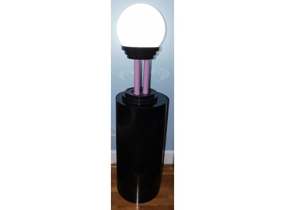 Modern Black & Purple Globe Table Lamp With Stylish Black Formica Stand
