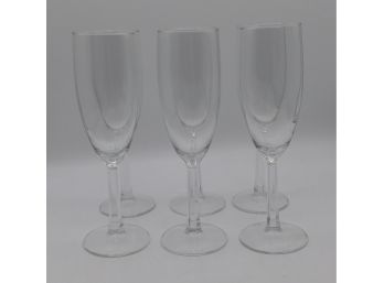 Stemmed Champagne Flutes - Set Of Six Glasses