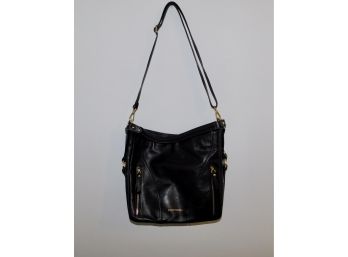Catherine Malandrino Black Leather Handbag With Adjustable Strap