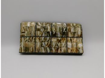 Brown & Tile Clutch With Magnetic Closure