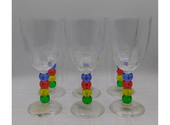 Multicolor Bubble Stem Plastic Drinking Goblets - Set Of 6