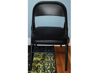 Like New Black Vinyl Metal Folding Chairs -Foam Cushion Seat   Set Of 4