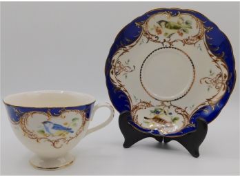 Birds Royal Blue Gracie China By Coastline Imports Teacup And Saucer