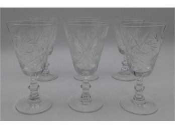 Cut Glass Cordial Small Drinking Glasses - Set Of Six