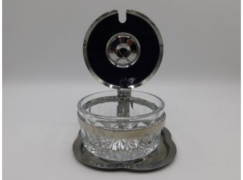 Vintage Inox Cut Glass & Stainless Sugar Bowl