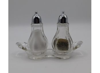 Glass Salt & Pepper Shakers In Glass Dish