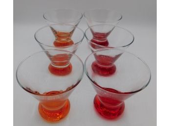 Red & Orange Bottomed Glass Margarita Glass Set - Set Of Six