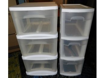 Pair Of Plastic Storage Drawers With Attachable Wheels