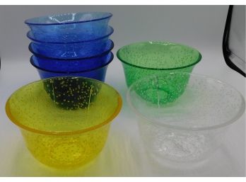 Multicolored Plastic Bubbled Bowl Set
