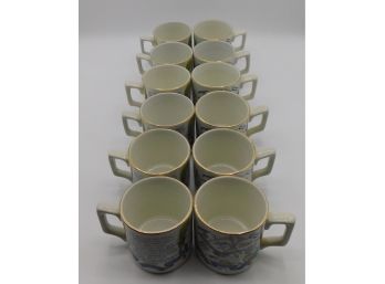 Antique Farmers Arms Punch Cup Set By Burgess & Leigh - Set Of 12