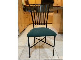 Black Metal & Green Cushion Chairs - Set Of 3