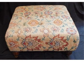 Large Pale Yellow Floral Ottoman