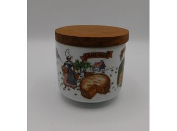 Genuine Teakwood & Ceramic Jar