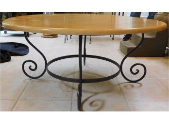 Wrought Iron Frame Wooden Coffee Table