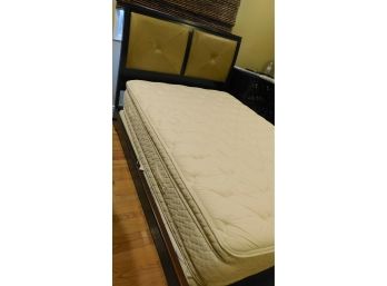 Stanley Furniture Company Wooden Low Profile Leather Full Bed Frame