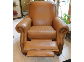 Soft Leather Tufted Tan  Cushioned Recliner