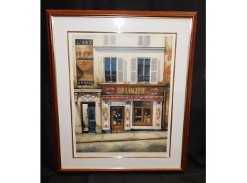 Lovely Artist Signed Boulangerie Paris Framed & Matted Lithograph